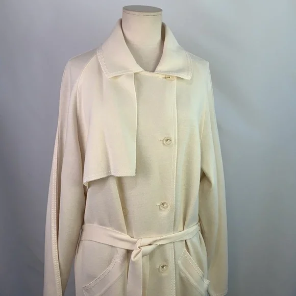 Rodier VTG cream knit long with belt jacket - Picture 6 of 11